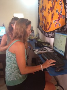 How many Americans does it take to fill out our names and passport numbers on a french keyboard?