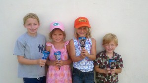 Bryson, Reese, Kelli, and Porter at Krauzer's getting ice cream on a nice, hot day in summer