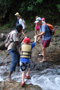 Jackson and Chris help Porter negotiate the trail, which was challenging even for many adults!