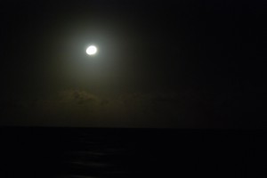 The moon rises over the sea on our passage to Grenada.
