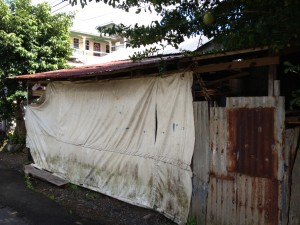 Guys workshop, with the sailcloth cover on the front.