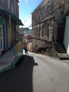 a hilly, narrow street