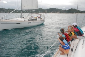 The "crew" talking smack at the start line.