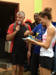 getting ready to drink out of her sneakers.  Come on.  That's just funny stuff right there.