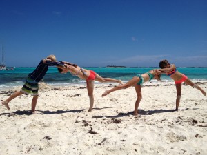 the kids enjoy partner yoga