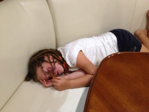 Olivia learns how tiring a full day of racing can be.