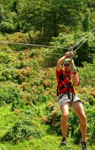 Chris flies through the rainforest