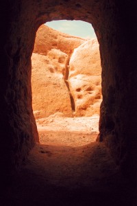 from inside the cave