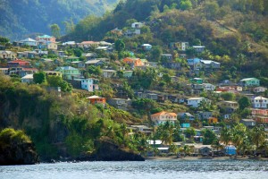 the town of Soufriere (soo fray')