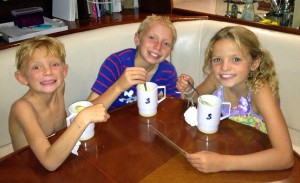 The kids enjoy pudding with some of our first fresh whole milk in 5 months.