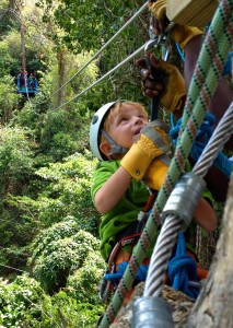 Porter ziplining for the first time