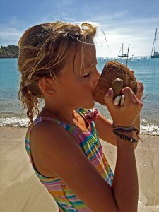 Chris opens a coconut for us when we get thirsty.  So cool!