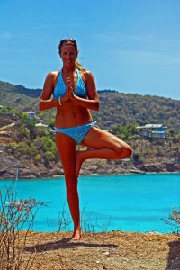 Tree Pose.  The cliff goes straight down 4 inches behind me....