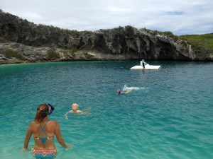 Wendy, Bryson and Porter checking out the Blue Hole.