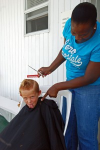 Porter is NOT happy.  He wanted a buzz cut.