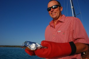 It's a little tricky transporting hot food to another boat via dinghy, but we've done it many, many times!