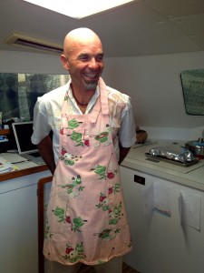 Chef Craig has his pick of aprons aboard the well-provisioned AG