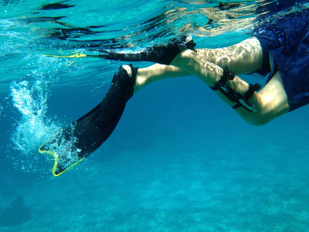 Chris snorkeling with his dive knife for safety