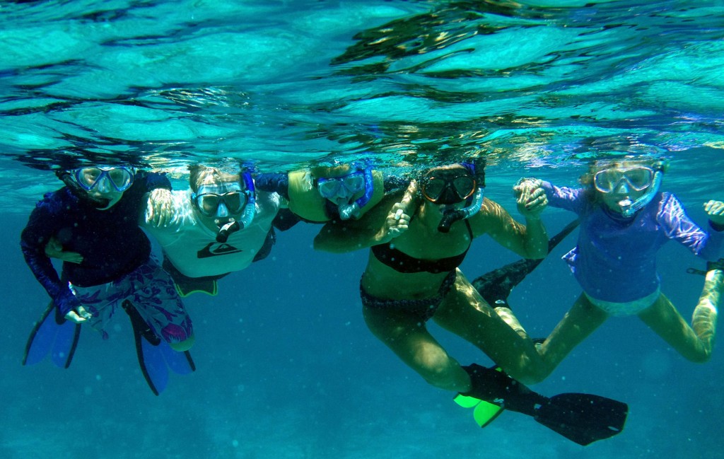 the conwaysailors snorkeling at Compass Cay on Mother's Day