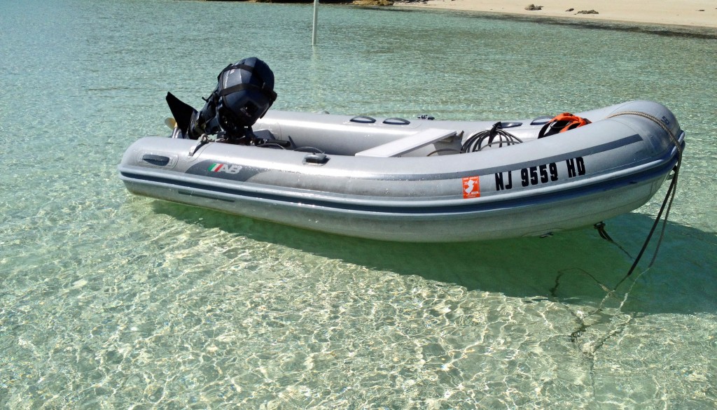 Firebolt, chillaxing in the shallows while we floated in the water with s/v Rachael.