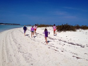 the kids have a running race around the whole island