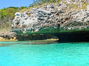 Over the years, the water eats away at the island, leaving these cool overhangs.