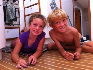 Porter and Olivia playing in the main cabin of AG