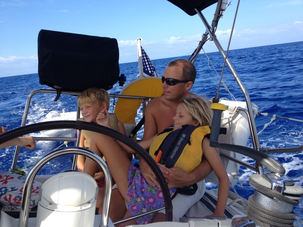 Enjoying the beautiful day together, sailing towards Eleuthera